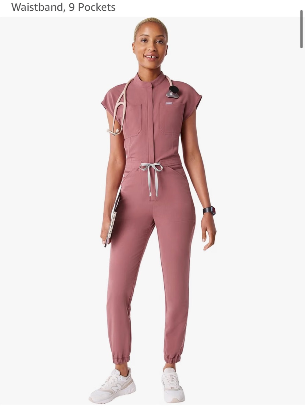 Figs Women's Dusty Rose Utility Jumpsuit